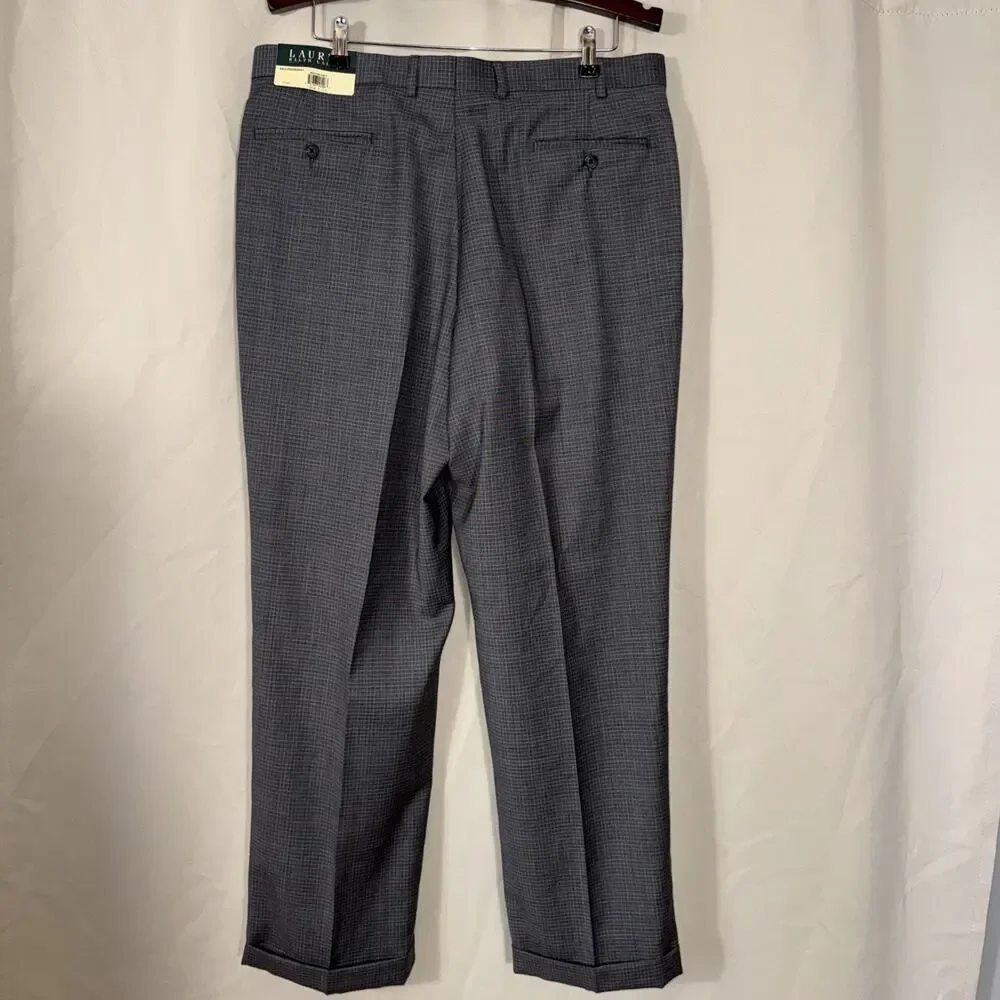 Lauren Ralph Lauren Men’s Wool Dress Slacks Gray Glen Check Pleated 38W 32L